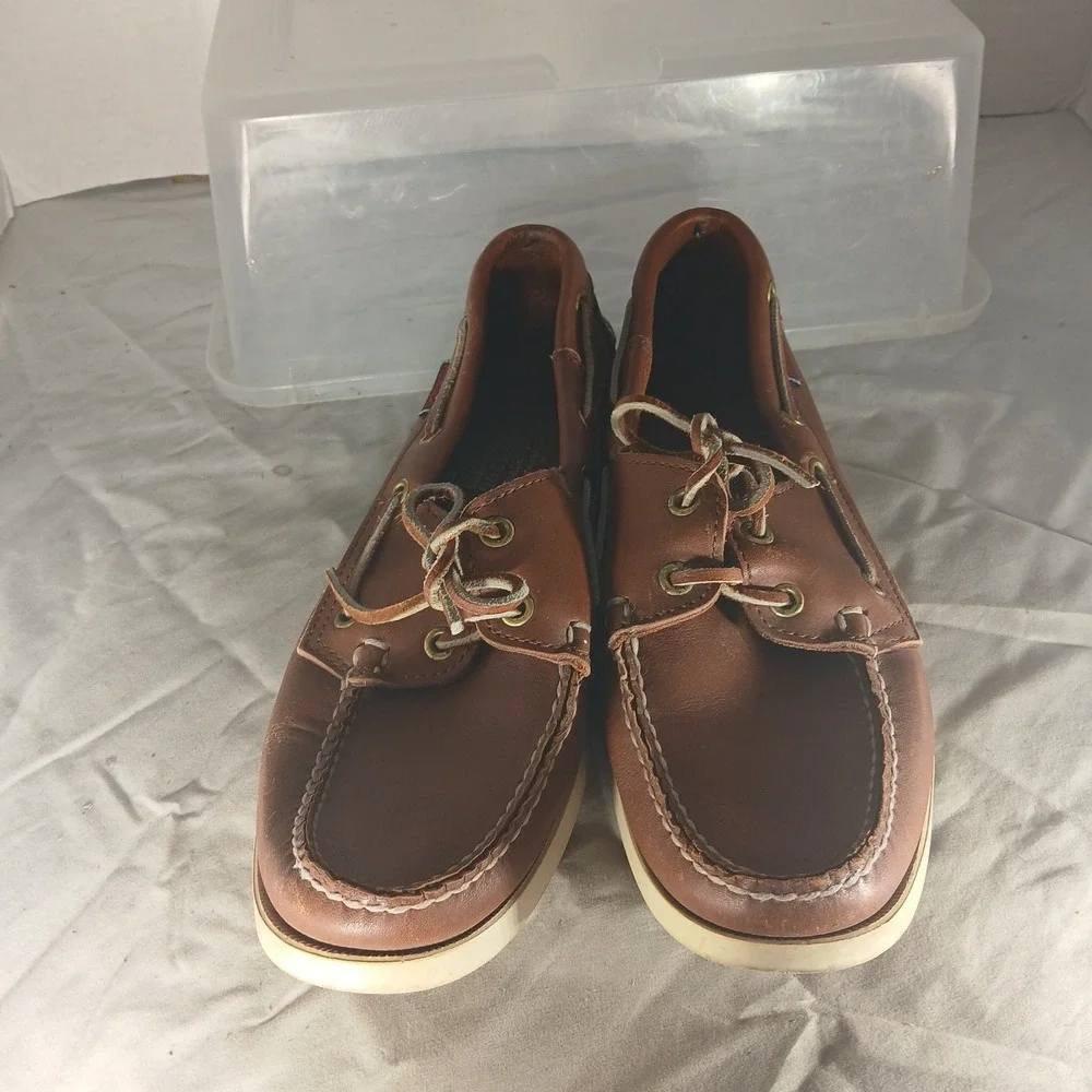 Sebago Docksides Mens 9M‎ Brown Leather Boat Shoes Made in USA 8727165